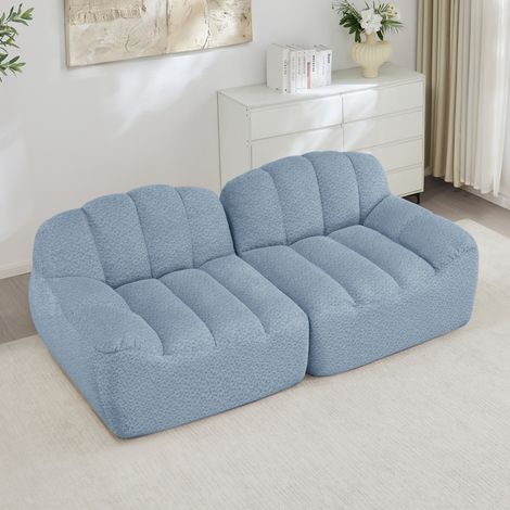 Canapé 2 places 210x104x79 cm bleu modulable, avec accoudoirs, sans montage, tissu MEUBLIV (1/5)
