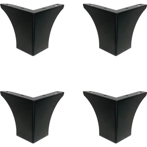 Pieds DIY de Meubles de Cuisine 100mm Jambes pour Table Basse Armoires Lit Canapé Forte Pied de Chaise Bureau en Métal Noir Silencieuse Antidérapante Lot de 4