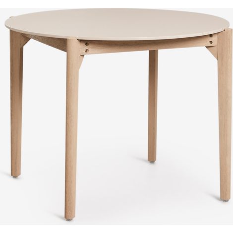 SKLUM Runder Gartentisch Ø100 cm aus Beton und Akazienholz Xajul Helles Akazienbraun