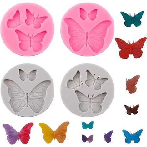 Moules en Silicone Papillon - 4 Pièces - Moules de Cuisson en Silicone pour Décoration de Gâteaux, Snoep et Cupcakes de Mariage (1/5)