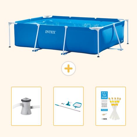 Intex – Piscine tubulaire rectangulaire 220x150x60 cm – PVC renforcé – Installation rapide en 30 min – Pompe à filtre 1250L/h incluse
