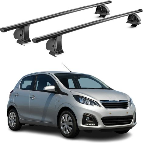 OMAC Stahl Dachträger Querträger Peugeot 108 2014-2021 5Tür – TÜV / DIN 75302:2019 – Abschließbar – Max. 75 kg – 2 Stangen – Schwarz (1/5)