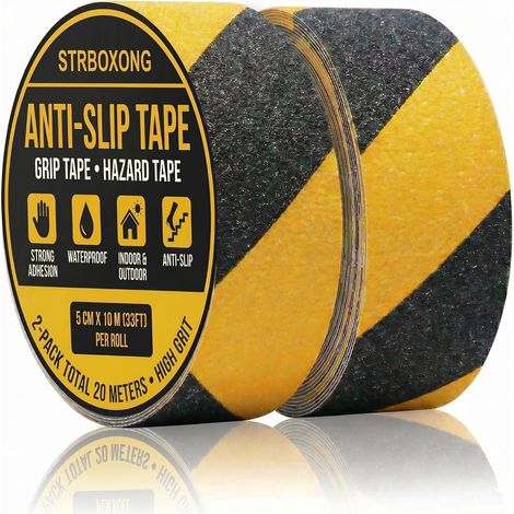 Bande Antidérapante Escalier, Ruban Anti-dérapant 50mm x 10m, Signalisation Noir et Jaune Extérieur et Intérieur, Adhésif pour Marches, Rampes, Sécurité Enfant (1/5)