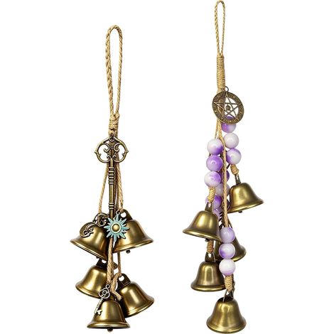 Lot de 2 carillons de sorcière de jardin en métal - Carillon sonore rétro - Signe porte-bonheur pour la maison, le jardin, l'extérieur (1/5)