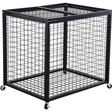 Mophorn Carro de Bolas con Cerradura 85x67,5x82,5 cm Jaula Móvil de Almacenamiento de Bolas con 4 Ruedas de Acero y Frenos Organizador para Equipo Deportivo Gimnasio Escuela Garaje Interior Exterior