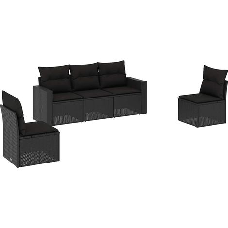 Maison Exclusive - 5-tlg. Garten-Sofagarnitur mit Kissen Schwarz (1/3)