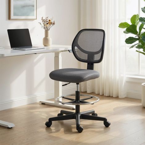 Chaise bureau ergonomique repose-pieds maille hauteur réglable, gris foncé (1/4)