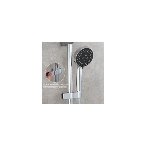 Soporte para cabezal de ducha, soporte para ducha de mano reemplazable, soporte para ducha, diámetro ajustable de 18-25 mm, metal, acabado cromado, no requiere perforación - Crezuo