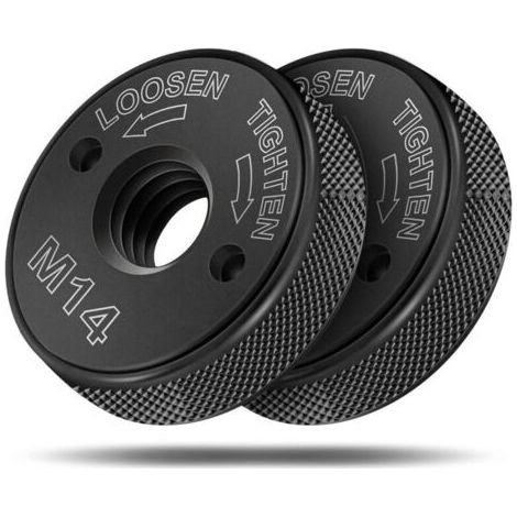 Ecrou à dégagement rapide M14, pour toutes les meuleuses d'angle d'AEG, Black & Decker, Dewalt, Flex, Hitachi, Metabo, Makita etc. (2x écrou de serrage), noir (1/5)