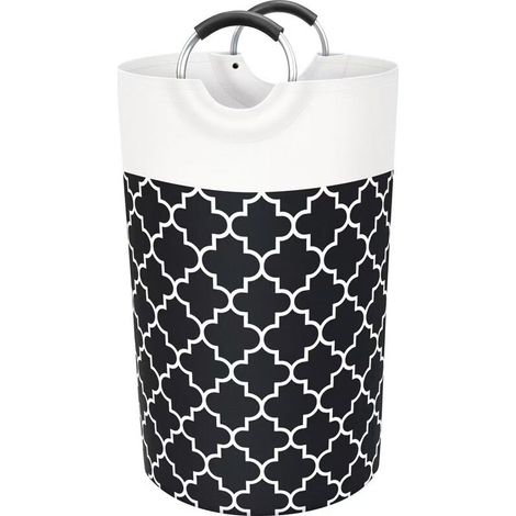Panier linge pliable 82 L noir – 74×38×38 cm, avec anse, collecteur (1/5)
