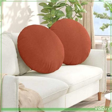 Coussins de siège - FAF EISY - 42014267 - Rond 80 cm - Velours côtelé - Lot 2 pièces - Rouge orange (1/5)