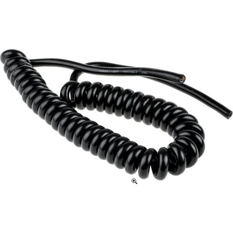 Cordon spiralé nu 7m – Résistant aux abrasions – Excellent pour extensions répétées – Câble de 8.40mm pour alarme - 5x1mm2