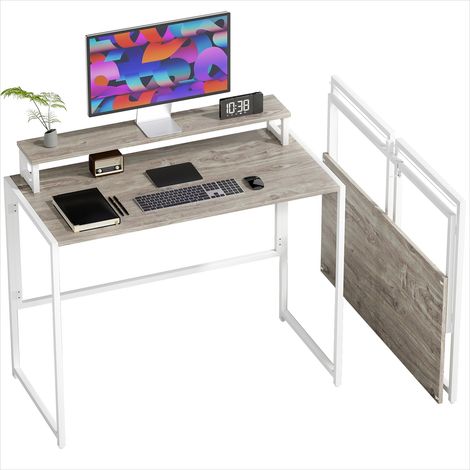 Bureau d'ordinateur pliable MDF et acier 100 cm bois naturel (1/5)