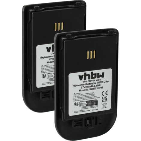 vhbw 2x Akku kompatibel mit Ericsson DT690, DT692 schnurlos Festnetz Telefon (900 mAh, 3,7 V, Li-Ion) Schwarz (1/5)