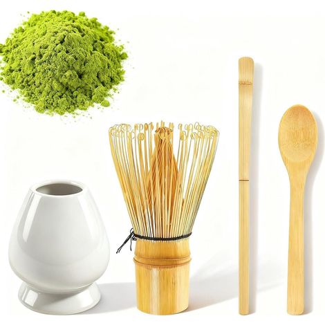 Matcha Set 4-teilig: Bambusbesen, Löffel, Halter für Teezeremonie (1/5)
