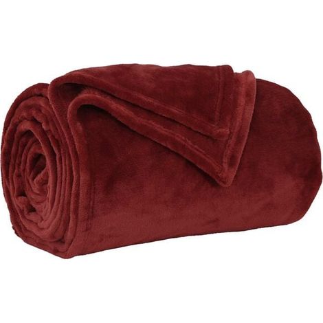 Couverture en laine bordeaux, 130 x 150 cm (1/5)