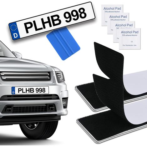 Support de Plaque d'immatriculation Auto-adhésifs, 2 PCS Kit de Support de Plaque DImmatriculation de Voiture sans Cadre pour Voiture/Auto, 50 x 10cm Universel Porte Plaque Immatriculation Noir (1/5)