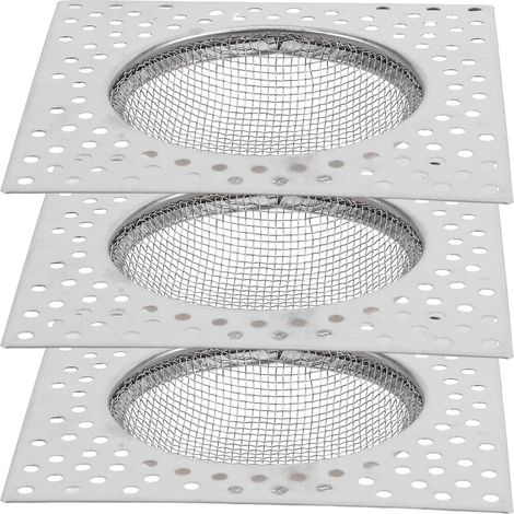 Set di tre filtri di scarico in acciaio inox, con griglia filtrante quadrata, adatto per bagni e cucine, griglie di scarico per lavelli, cestelli di scarico per docce e altri ambienti umidi.