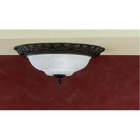 Plafón Rústico Óxido 2 x E27 Cristal opal Ø38 cm Trio Lighting (1/2)