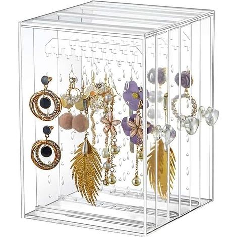 Rangement Bijoux en Acrylique Présentoir Bijoux 3 Tiroirs Range Bijoux Transparent Boite Boucles d'Oreilles avec Poignée Organisateur Bijoux Tiroir pour Collier Boucle d'Oreille (1/4)