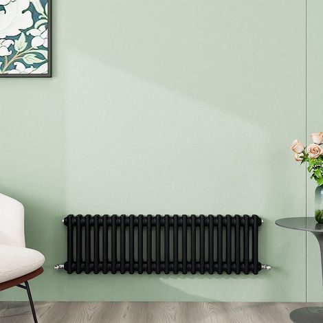 AICA 300x1010mm 2 Column Horizontal Black Radiator Central Heating Cast Iron Style