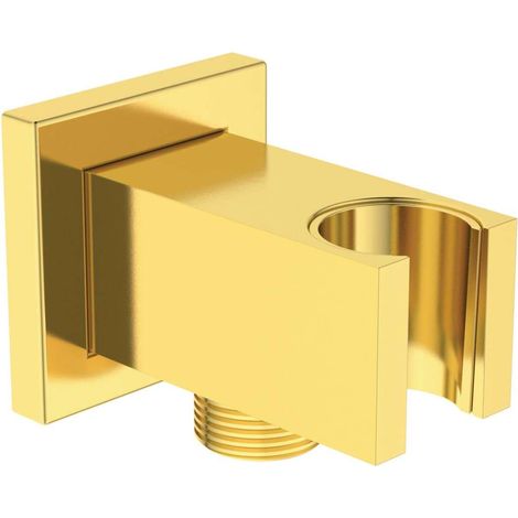 Gomito di collegamento a parete IDEALRAIN con supporto doccia angolare oro spazzolato IDEAL STANDARD (1/2)