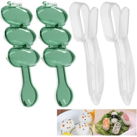 4PCS Kit Sushi Maker Roller Rice Ball Moule à Antiadhésive Boule de Riz Moule Onigiri Bento DIY Sushi Making Machine Appareil Sushi (1/4)