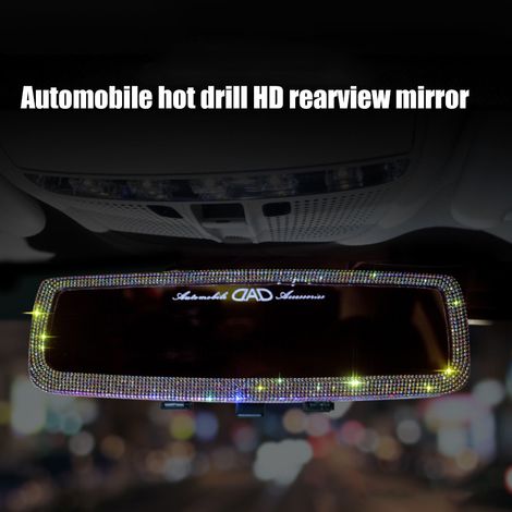 Rétroviseur intérieur de voiture orné de strass et de cristaux, accessoires intérieurs automobiles brillants (1/5)