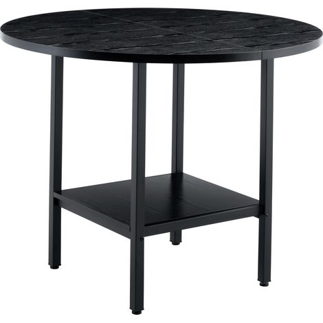 Tavolo da pranzo rotondo moderno 100 cm in MDF e metallo nero con ripiano inferiore, per 4-6 persone (1/5)