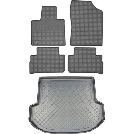 Hyundai Santa Fe IV TM restylée / Santa Fe IV TM hybride HEV restylée / Santa Fe IV TM hybride rechargeable restylée SUV (5 portes) à partir de novembre 2020 / mars 2021 - Jeu de tapis de sol en caout