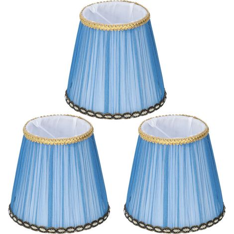 Jeffergarden 3 pièces abat-jour en tissu E14 ClipOn abat-jour pour bougie lustre applique murale lumière de Table décor intérieur (bleu foncé)-DOU