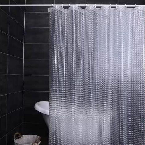 Wasserdichter Duschvorhang mit 12 Haken, weißes Katzenaugenmuster – 180 x 180 cm (1/5)