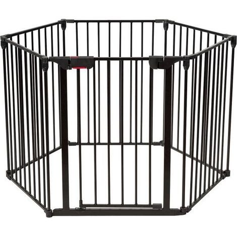 Parc bébé noir à 8 panneaux pliables en métal avec verrou de sécurité et forme ajustable pour salon, chambre et extérieur (1/5)