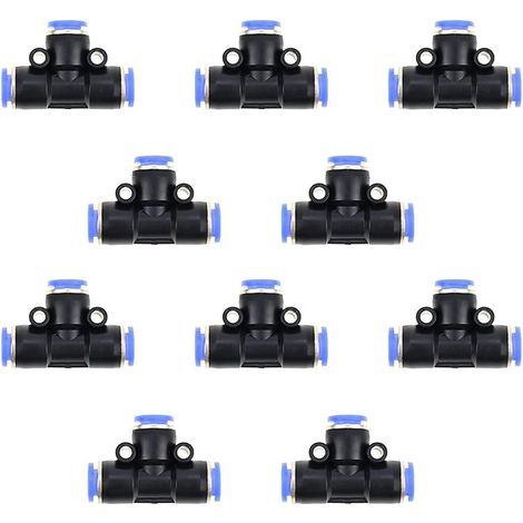 10 Pièces Connecteur Pneumatique Raccords de Tuyau Raccord Rapides 6mm Pneumatiques Push In Tube Ligne d'Air en Plastique - (1/5)