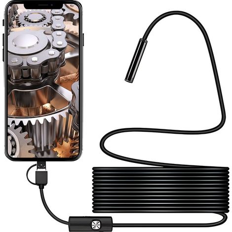 3-in-1 telephoto lens, 5.5 mm and 720p HD, for industrial endoscopy and air conditioning service in the automotive industry (5 m cable length) (1/5)