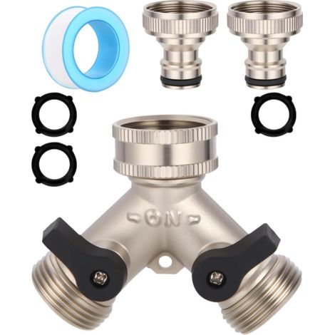 3/4" 2 Voies Raccord en Y Répartiteur de Robinet Y Distributeur 3/4 Pouces Argenté Robinet Double Machine a Lave Raccord en Y pour Jardin Potager Extérieur Machine a Laver (1/5)