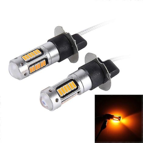 KLVGTIFS PU - Lot de 2 ampoules LED H3 10W 30 SMD-4014 pour feux antibrouillard de voiture, alimentation 12V CC, lumière orange