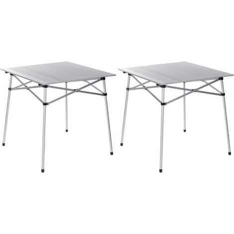 Lot de 2 tables à lattes de camping - O'Camp - Housse de transport inclus - 70 x 70 x 70 cm (1/5)