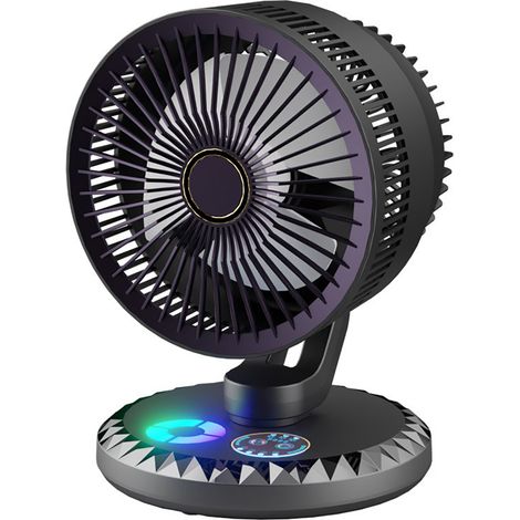 Ventilateur de Bureau Noir - Moteur en Cuivre, Flux d'Air Puissant et Silencieux, Refroidissement Rapide avec Glace, USB (1/4)