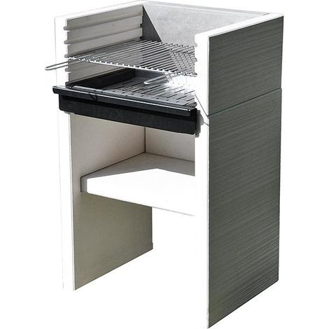 TUOZI - Barbacoa de Obra para Carbón Modelo VENIT FLEX (Gris/Blanco - 59 x 47 x 95 cm) REF: 4400 - Uso en Exteriores (1/4)