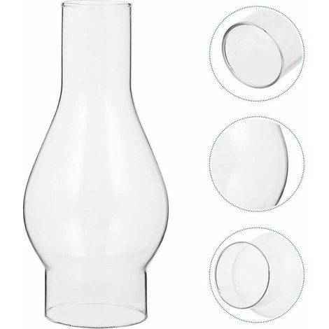 Lampenschirm aus Klarglas für Öllampe, Glas-Kaminschirm für Petroleumlampe, Lampenschirm für Petroleumlampe, austauschbare Zubehörteile (Größe: Klein) (1/5)