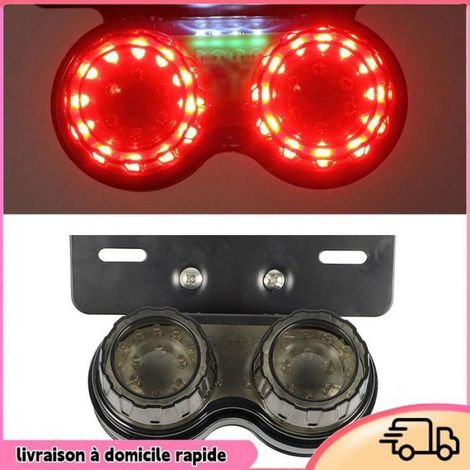 Aucune feu arrière de moto Feu arrière LED universel pour moto, clignotant, double feu de remorque, support auto clignotante Grise (1/5)