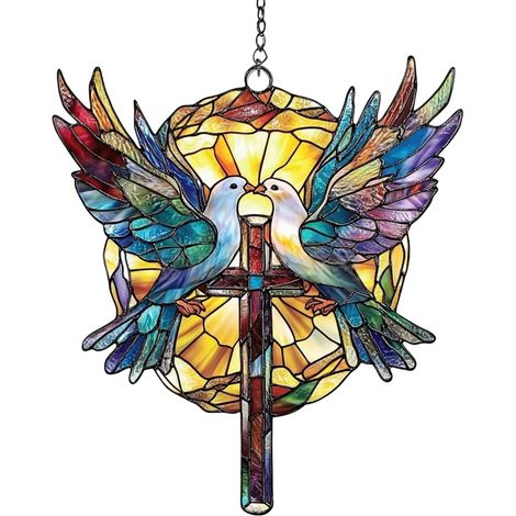 Pendentif Paix - Pendentif Acrylique Plat - Décoration Murale Fenêtre Voiture - Suncatcher Coloré - 1 Pièce (1/3)