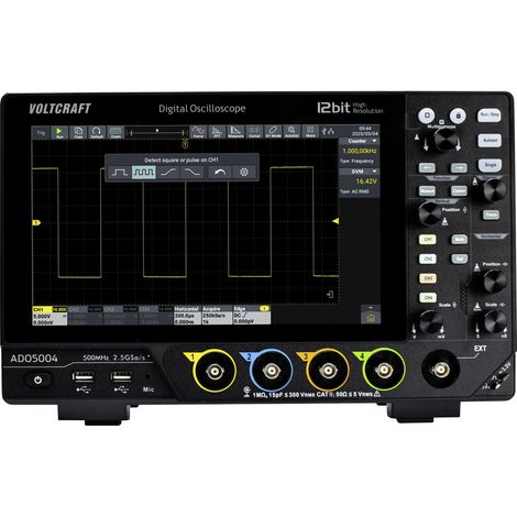 Oscilloscope numérique VOLTCRAFT ADO-5004 500 MHz 2.5 Géch/s 250 Mpts 12 bits mémoire numérique (DSO