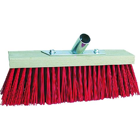 Scopa Industriale  Cm 40 - Per Cantiere. Setole Rosse Disposte Su 6 File.