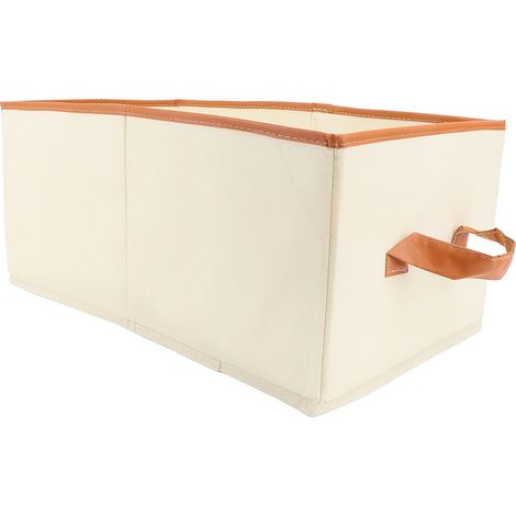 Lot de 3 paniers de rangement tissu non tissé revêtus PU lavables avec poignée et plaque de fond pour maison 44x25x20cm (1/5)