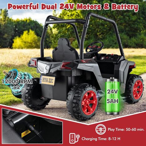 Voiture électrique 24V 2 places UTV avec télécommande 2,4 GHz, Noir