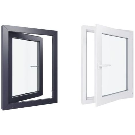 Finestra in PVC - Triplo vetro - Bicolore - Bianco e grigio - 700 mmx900 mm cm (1/5)