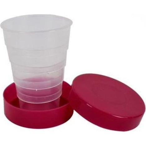 TrAdE Shop Traesio - Bicchiere Pieghevole 120ml Con Contenitore Portapillole – Tazza Richiudibile Compatta Da Viaggio - (1/2)