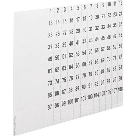 Hager ZZ90C ETIQUETTES Hager ZZZ90C universel numérotation 1-108 DIN A4 10 pièces Feuilles d'étiquetage blanc 1 pc(s)